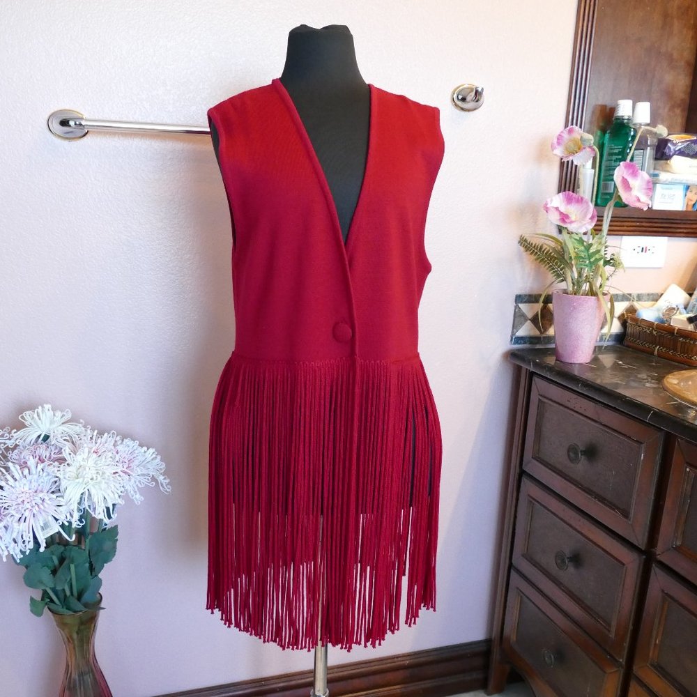 Andrea Jovine Wool Fringed Vest-Size M